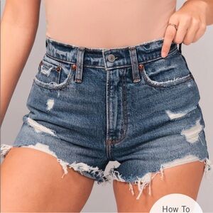 Abercrombie & Fitch The Mom High Rise Curve Love Denim Cutoff Jean Shorts
